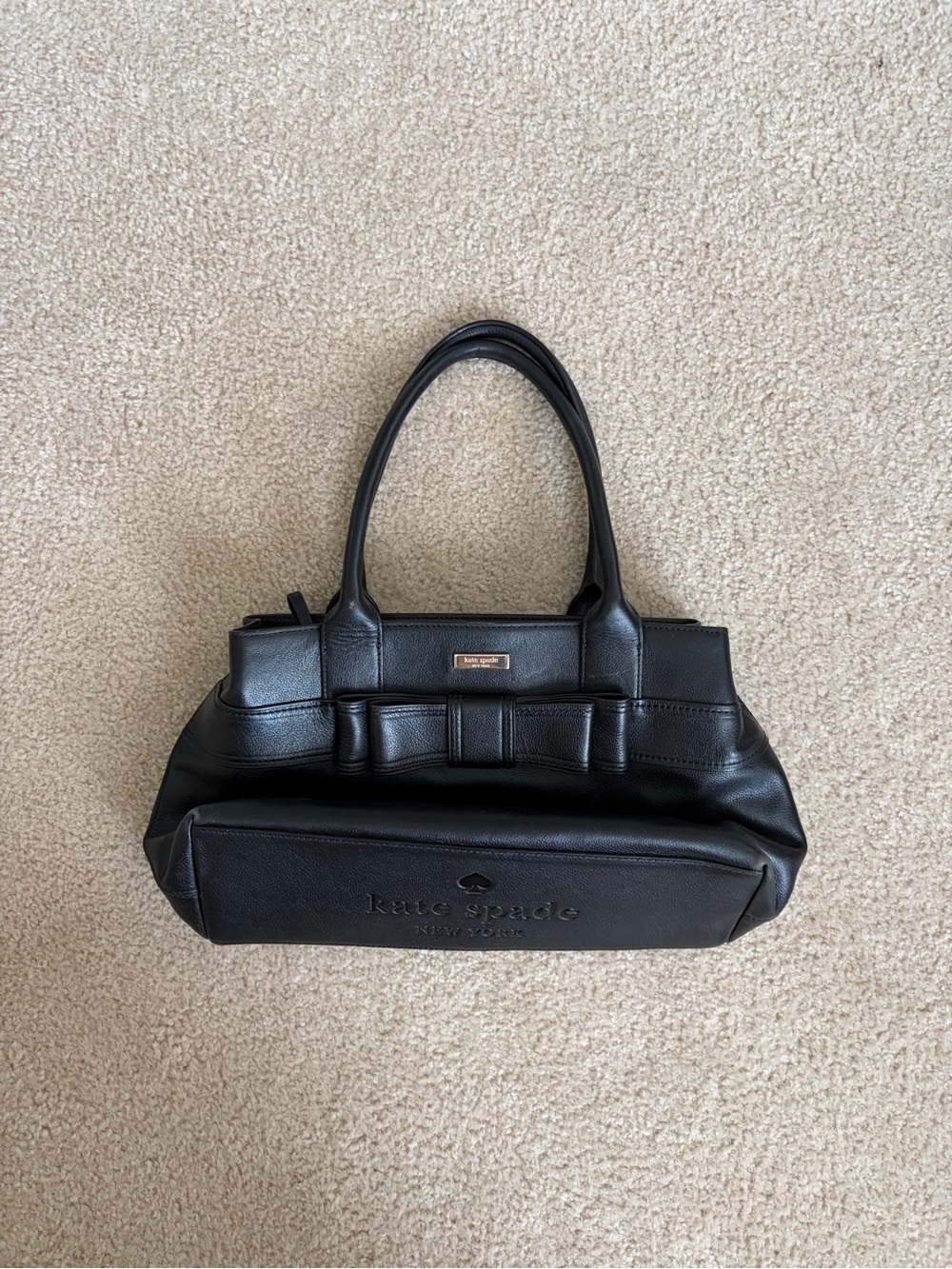 Kate Spade Quinn Villabella Avenue Black Leather Bow Handbag